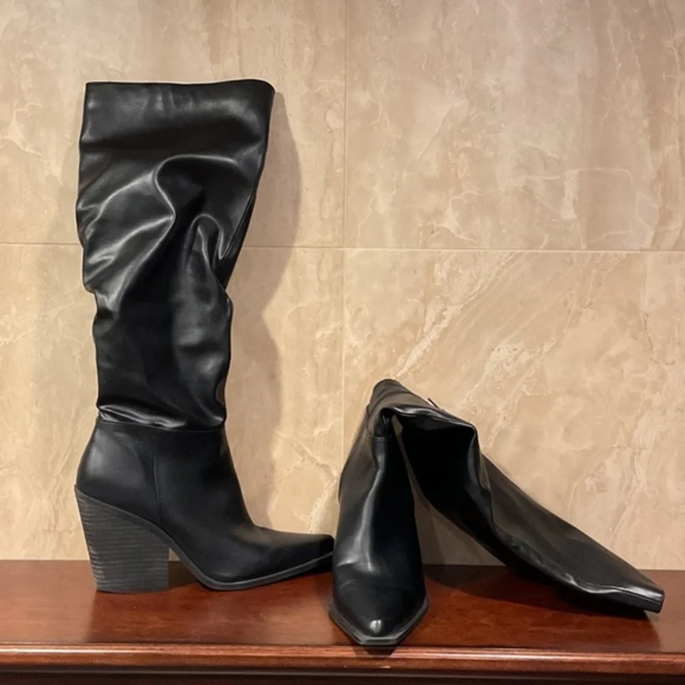 Charles David Black Knee Boots, Size 9.5M